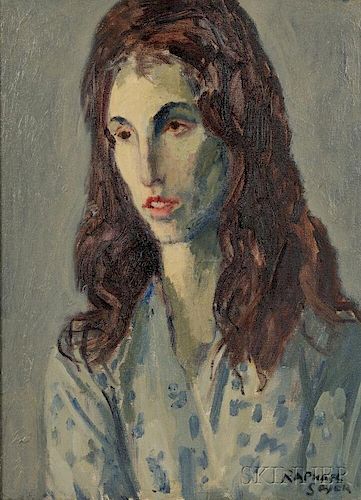 Raphael Soyer (American, 1899-1987)      Head of a Girl in Blue