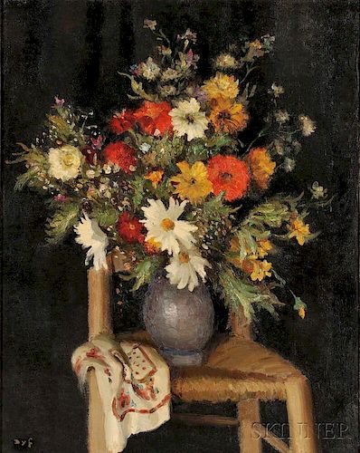 Marcel Dyf (French, 1899-1985)      Still Life with Flowers and Chair