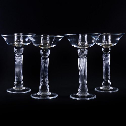 Set of Four Blown Glass Candlesticks