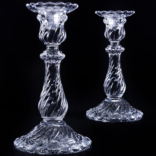 Pair of Glass Baccarat Glass Candlesticks
