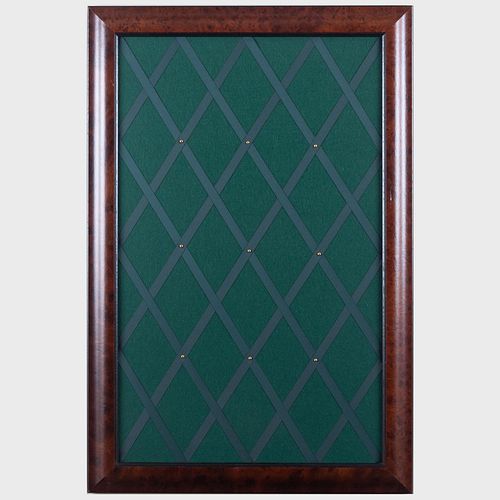 Christian Dior Stained Wood Framed Baize and Ribbon Bulletin Board