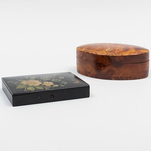 Lacquer Table Box and a Burlwood Table Box