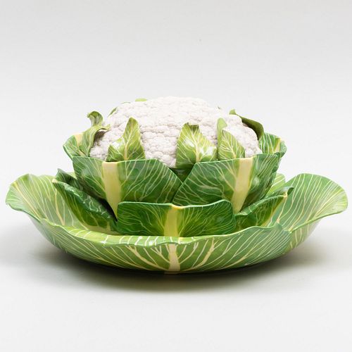 Continental Porcelain Cauliflower Form Tureen and Cover with Underplate