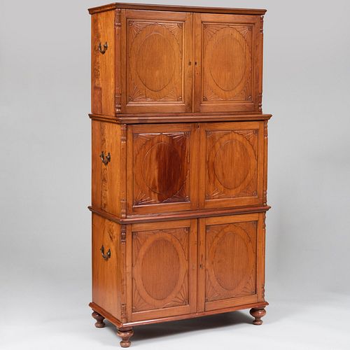 Anglo-Indian Style Carved Hardwood Fall-Front Secretary