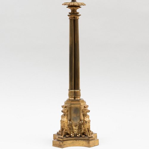 Regency Gilt-Bronze Columnar Lamp