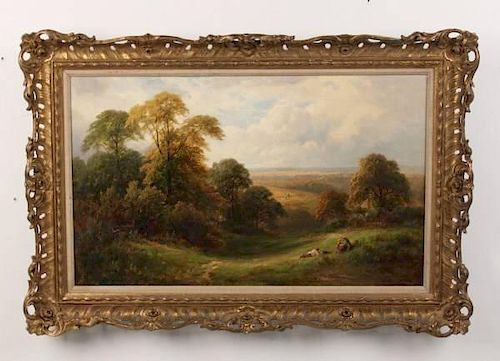 TURNER, 19TH C. OIL ON CANVAS LANDSCAPE PAINTING