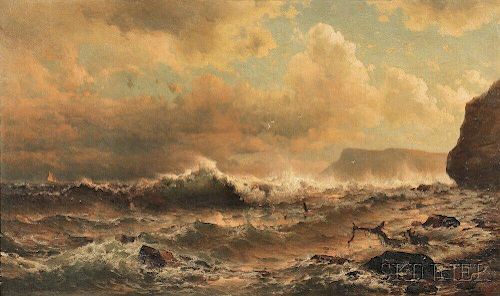 Mauritz Frederick Hendrick de Haas (Dutch/American, 1832-1895)      Roaring Surf on the Coast