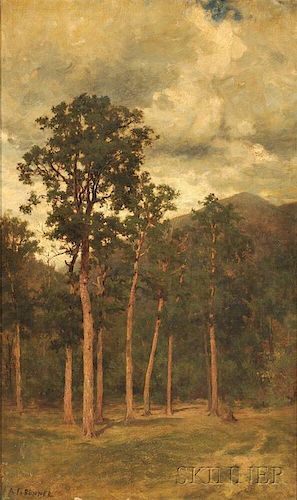 Andrew Fisher Bunner (American, 1841-1897)      Landscape with a Stand of Trees and Distant Mountain
