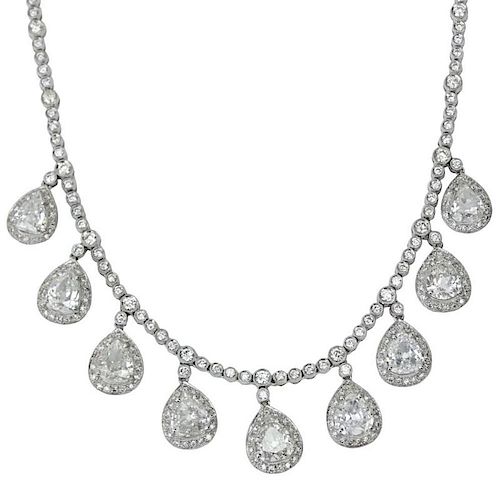 Approx. 11.73 Carat TW Diamond and 18 Karat White Gold Necklace