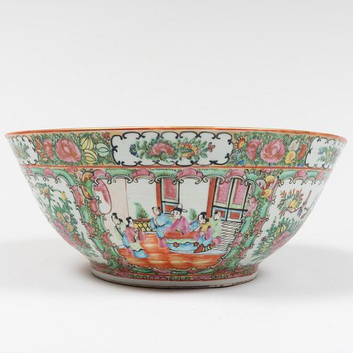 Chinese Export Canton Famille Rose Porcelain Punchbowl