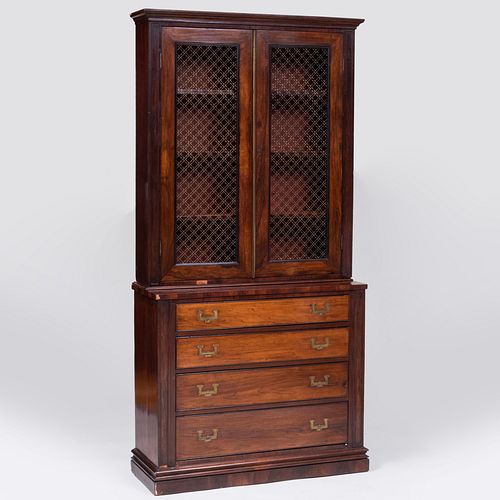 Regency Brass-Mounted Rosewood Secretary Bookcase