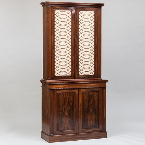 Regency Brass-Mounted Rosewood Bookcase Cabinet