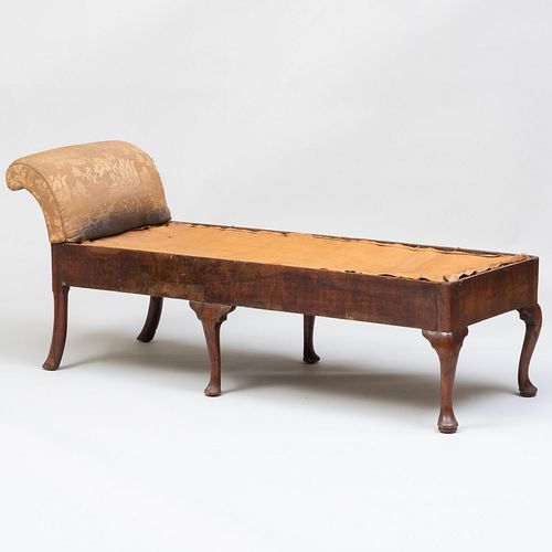 Queen Anne Walnut Upholstered Chaise