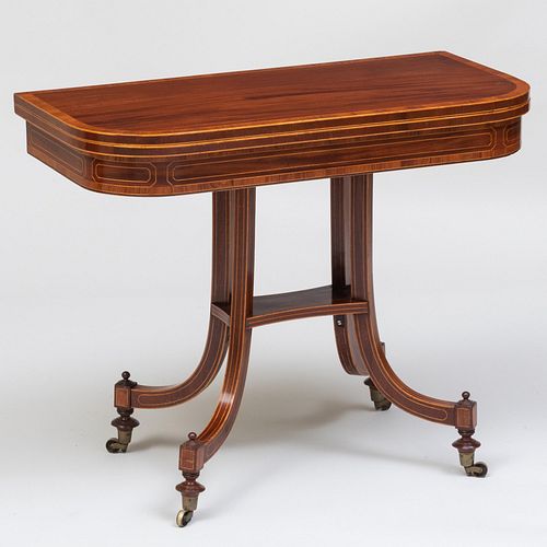 Regency Mahogany and Rosewood Crossbanded Games Table