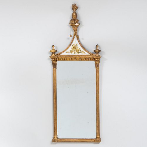 Pair of Edwardian Giltwood and Verre Ã‰glomisÃ© Mirrors