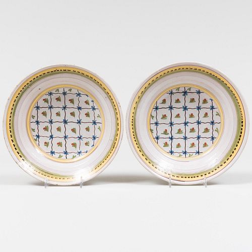 Pair of Polychrome Faience Dishes, Probably Brussels