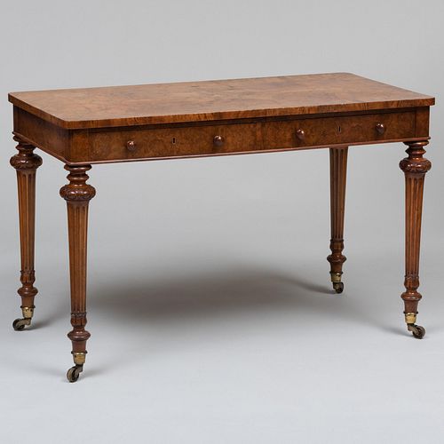 Early Victorian Figured Walnut Library Table