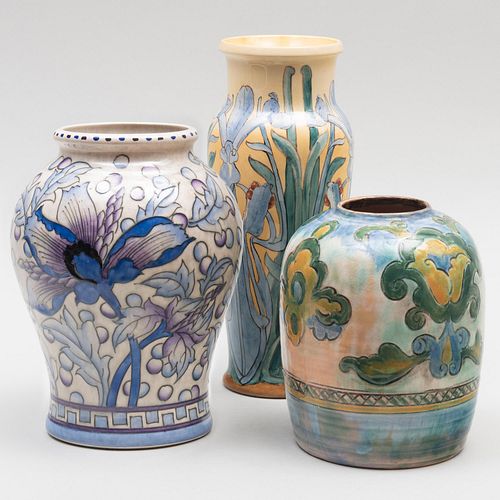Group of Three English Aesthetic Pottery Vases
