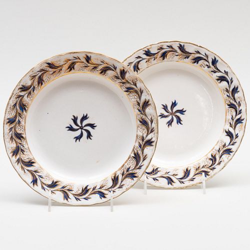 Pair of Derby Cobalt Decoration Porcelain Plates