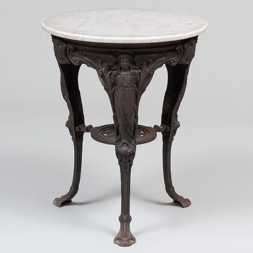English Painted Cast-Iron and Marble Pub Table