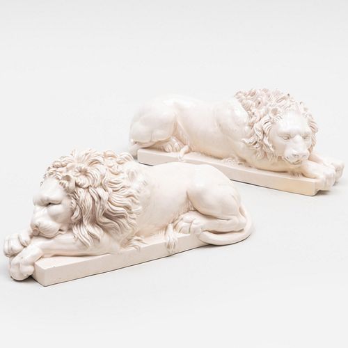 Pair of Faience Models of Lions