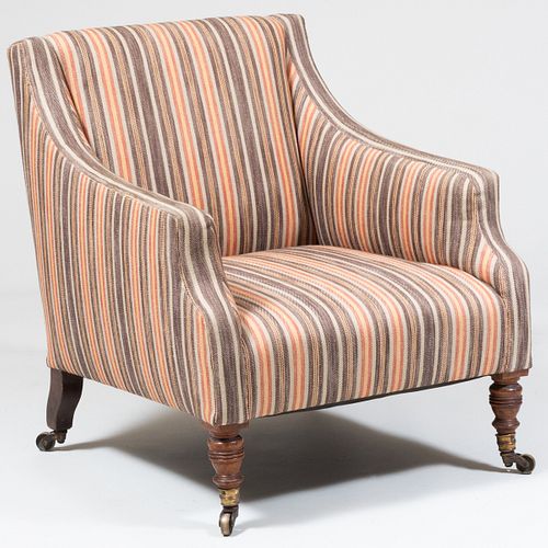 Howard & Sons Mahogany and Upholstered Library Chair