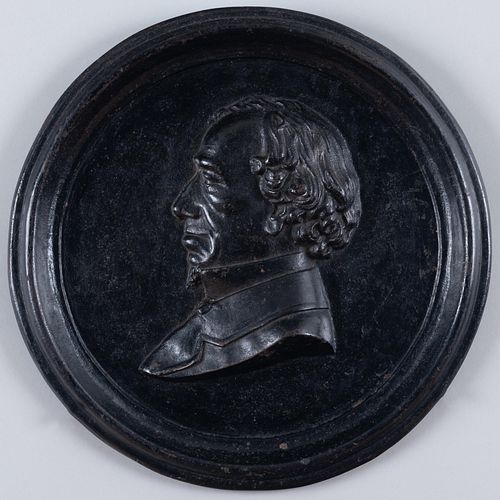 Black Painted Cast Iron Profile Portrait of Prime Minister Benjamin Disraeli