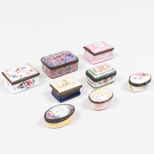 Group of Seven Enamel Snuff Boxes