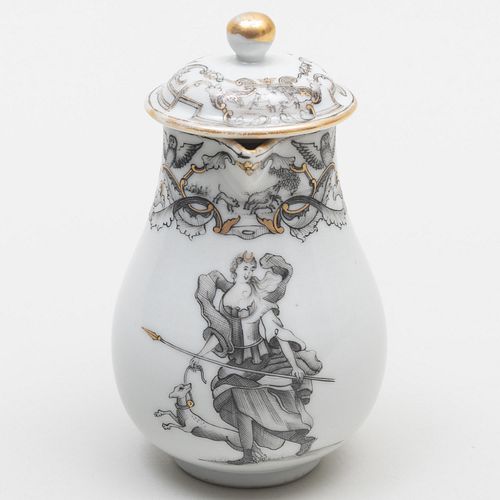 Grisaille Milk Jug with Diana and Her Dog