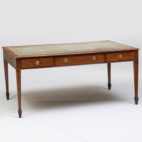George III Mahogany and Gilt-Tooled Leather Double Sided Writing Table