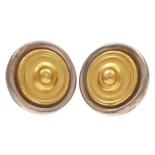 Lalaounis Pair of 18k Yellow Gold, Sterling Silver Ear Clips