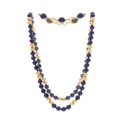 Lapis Lazuli, 14k Necklace and Bracelet