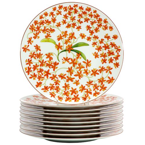 Hermes Porcelain Jardin des Orchidees charger plates
