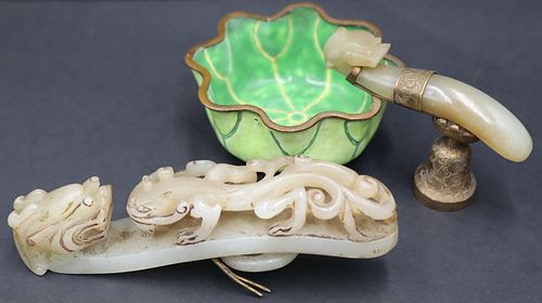 (2) Chinese Carved Jade Dragon Belt Hooks.