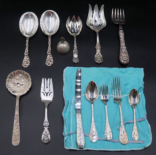 STERLING. Sterling Flatware and a Whiting Bell.