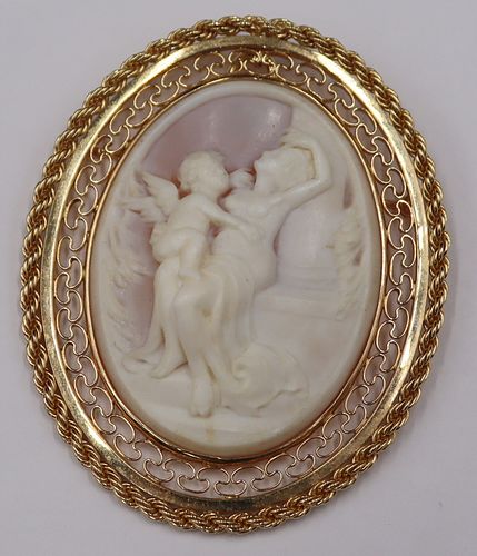 JEWELRY. Signed 14kt Gold and High Relief Cameo