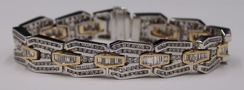 JEWELRY. 14kt Bi-Color Gold and Diamond Bracelet.
