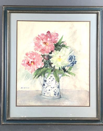 Still Life Of Flowers Signed Jane Peterson