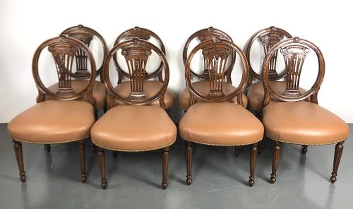 A Set of 8 Mahogany Balloon Back Dining Chairs