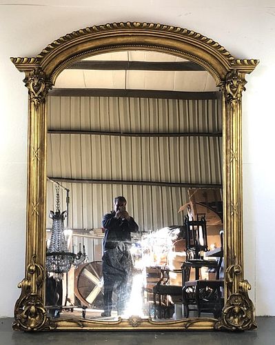 A Large 19C Giltwood & Gesso Ornamental Mirror