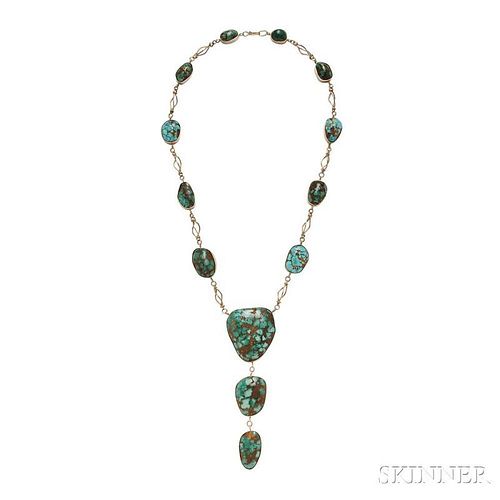 Southwest 14kt Gold and Turquoise Necklace