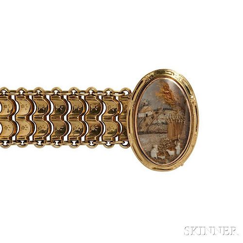Antique Gold and Hairwork Bracelet