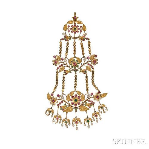 18kt Gold Gem-set Head Ornament (Jhumar)