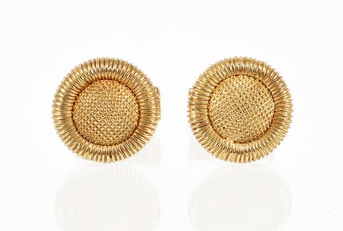 Pair of 18K Abstract Floral Cufflinks