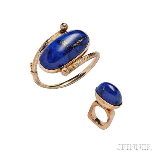 14kt Gold and Lapis Bracelet and Ring