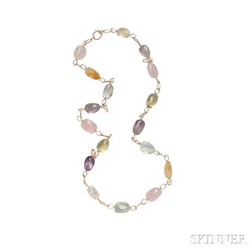 18kt Rose Gold and Colored Stone Bead Longchain