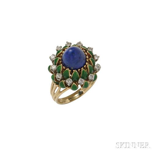 18kt Gold, Turquoise, and Diamond Ring, La Triomphe