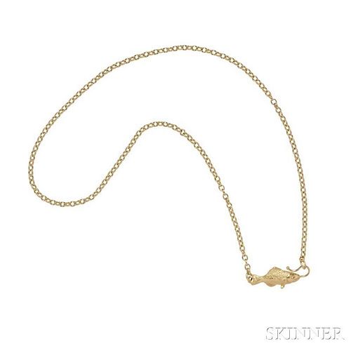 18kt Gold "Swimming Fish" Necklace, Janet Mavec