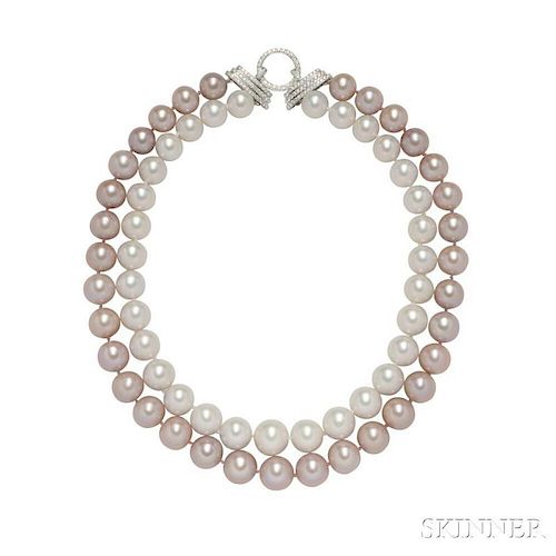 South Sea and Freshwater Pearl Double-strand Necklace