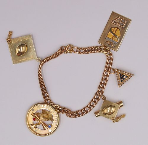 JEWELRY. 14kt Gold Bracelet with (5) Gold Charms.